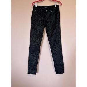 Dear John Skinny Jeans Gray Black Velvet Floral Dark Wash Denim Womens 27